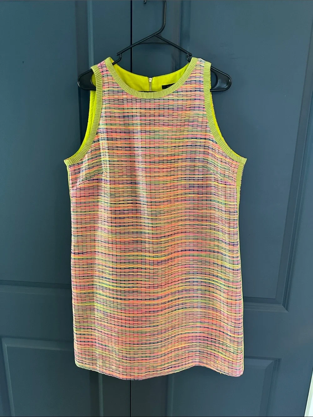 Beautiful women’s Alex Marie Bright Neon Yellow-Lined Multicolor Woven Dress - Picture 1 of 3